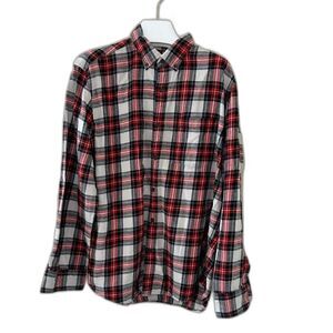 St. John’s Bay Men’s Plaid Flannel Shirt Classic Fit Size L Cotton